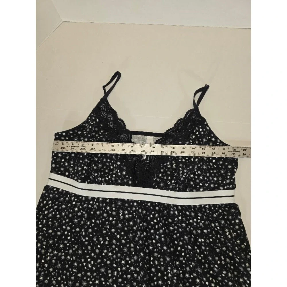 Cacique Black‎ Floral Print Lace Trim V Neck Sleeveless Chemise Sleep Wear 2X